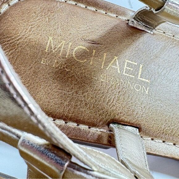 Michael Shannon Metallic Gold T Strap Thong Sandals Womens 11 - Picture 11 of 12